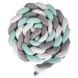 4M Kid Cot Bumper Braid Pillow Nursery Newborn Crib Bed Padded Protector Decor Gray+White+Green