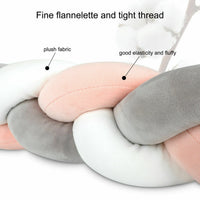 4M Kid Cot Bumper Braid Pillow Nursery Newborn Crib Bed Padded Protector Decor Gray+White+Pink