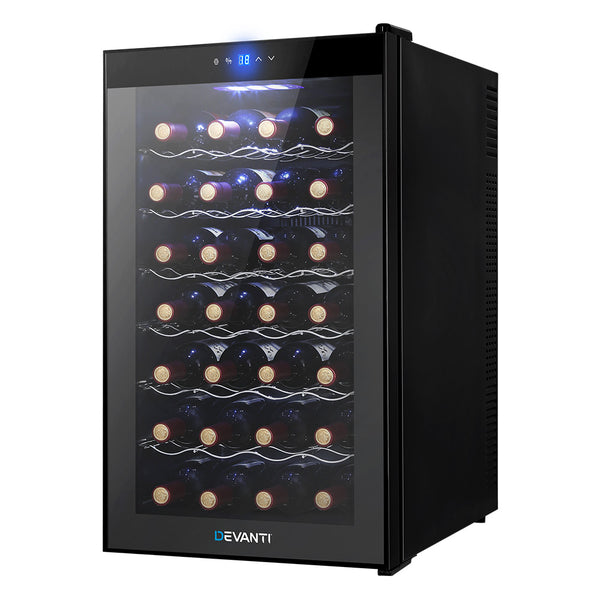 28 Bottles Wine Cooler Fridge Cellar Rack Compressor Chiller Storage Beverage - Catching Deals