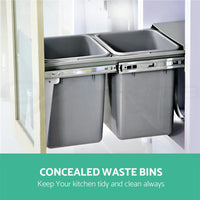 Twin Pull Out Bin Kitchen Double Dual Garbage Rubbish Concealed Waste Bin Basket