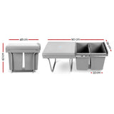 Twin Pull Out Bin Kitchen Double Dual Garbage Rubbish Concealed Waste Bin Basket